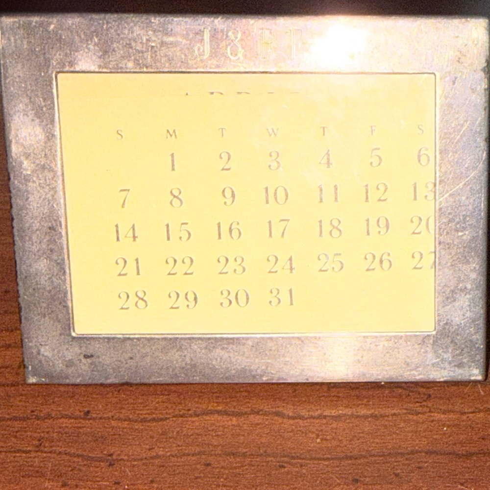 Vintage Tiffany & Co. Desk Perpetual Calendar Frame – Silver Tone J & RF